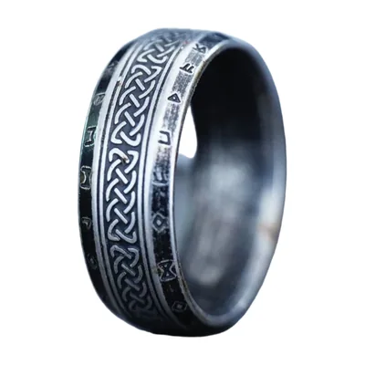 Wikinger Runenring mit keltischem Knoten, Edelstahl
