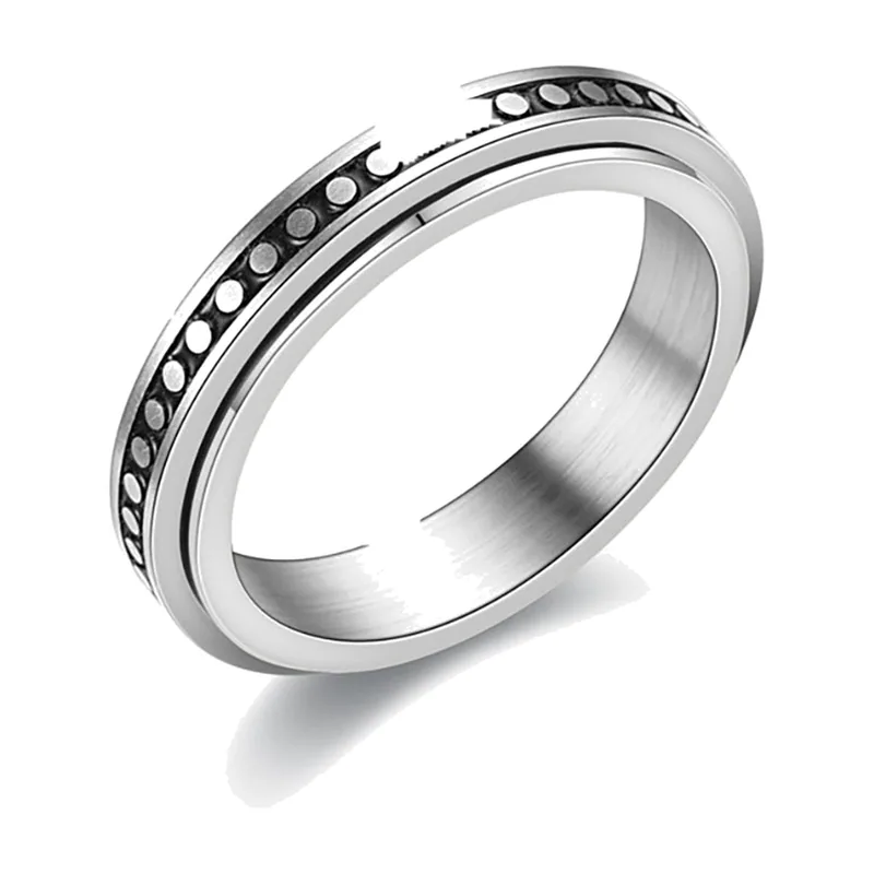 Spinner-Ring mit schwarzen Zirkonia, 316L Edelstahl