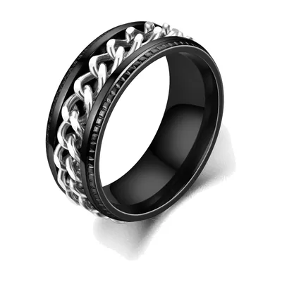Herren Spinner-Ring mit Panzerketten-Design, Edelstahl