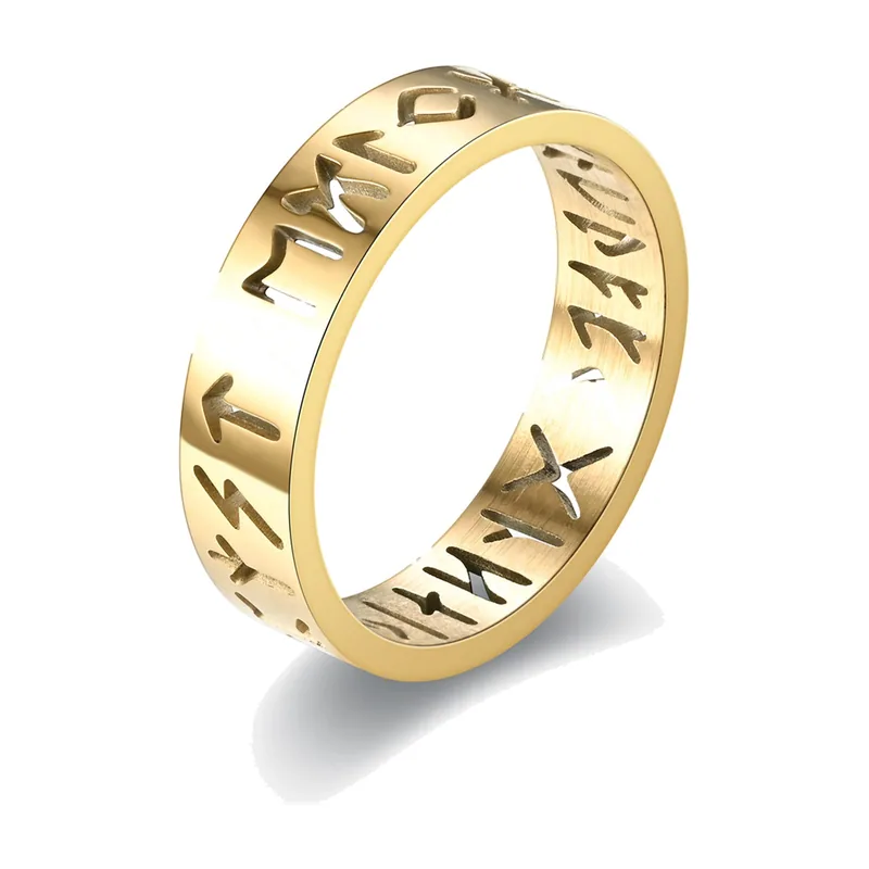 Runen Ring mit Cut-Out Design, 316L Edelstahl