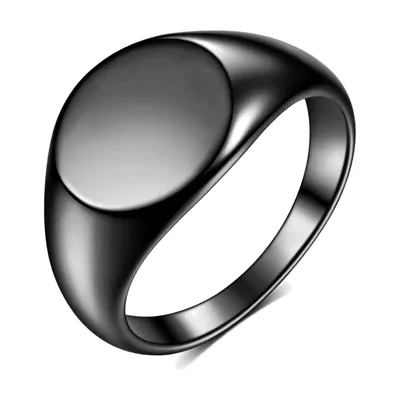 Ovaler Siegelring, Poliertes Schwarz, 316L Edelstahl