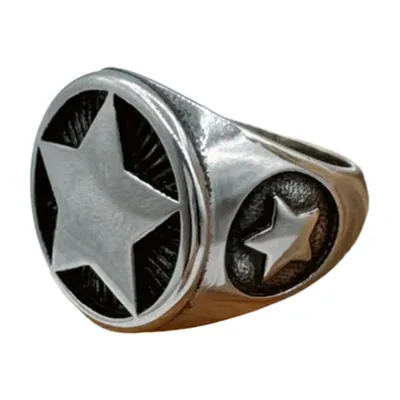 Herren Siegelring mit Stern-Motiv, Edelstahl 316L