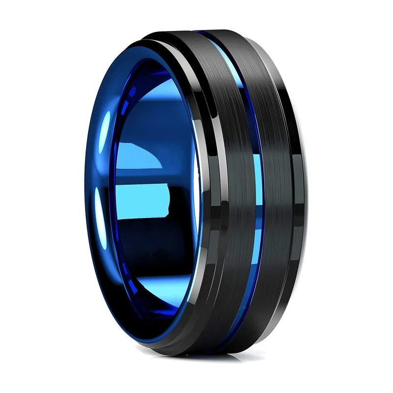 Bague à bords biseautés avec rainure centrale, Acier Inoxydable