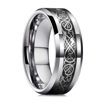 Keltischer Knoten Ring mit abgeschrägten Kanten, Edelstahl
