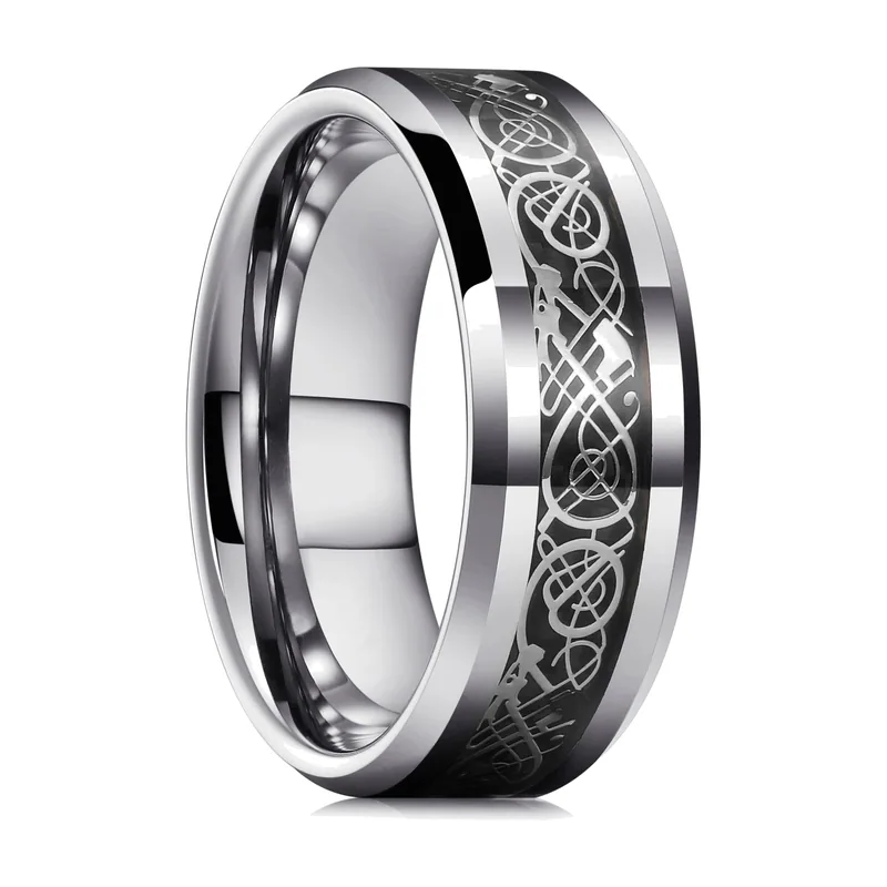 Keltischer Knoten Ring mit abgeschrägten Kanten, Edelstahl