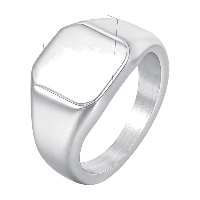 Chevalière Carrée en Acier Inoxydable Poli 316L