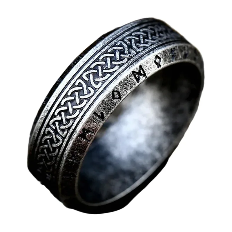 Odin Viking Rune Ring with Celtic Knot, Stainless Steel