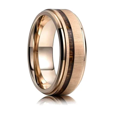 Pfeil-Ring mit Koa-Holzinlay aus Edelstahl