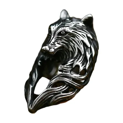 Wolfskopf Statement-Ring aus 316L Edelstahl