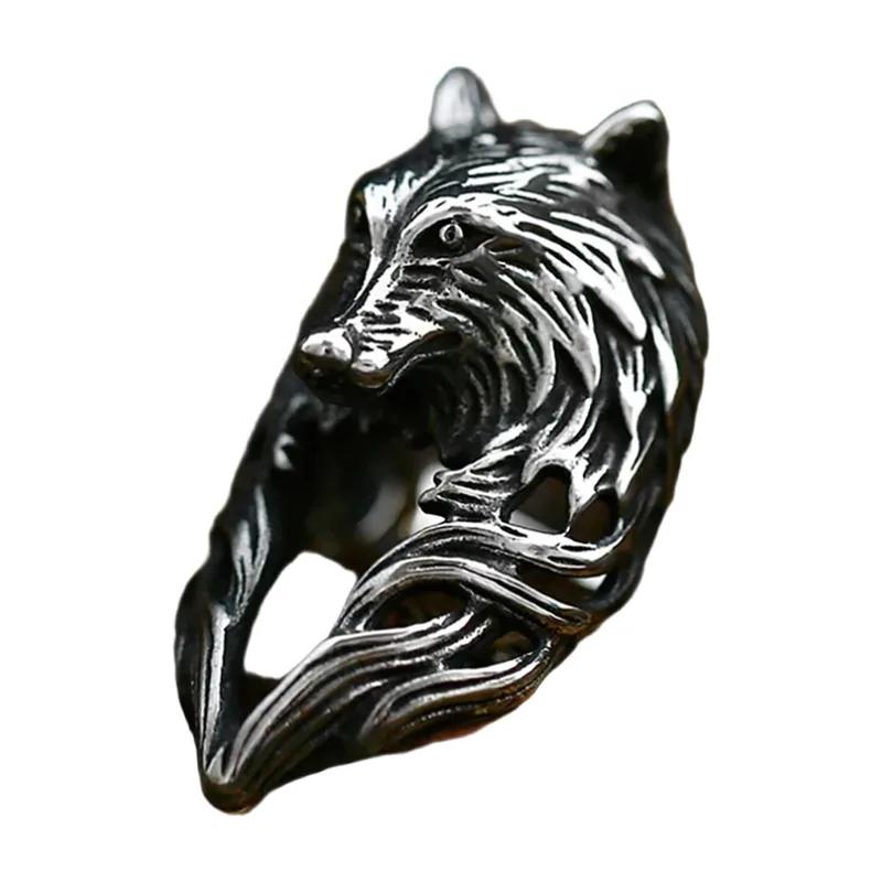 Wolfskopf Statement-Ring aus 316L Edelstahl
