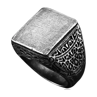 Ankh Siegelring mit geometrischen Gravuren, Edelstahl