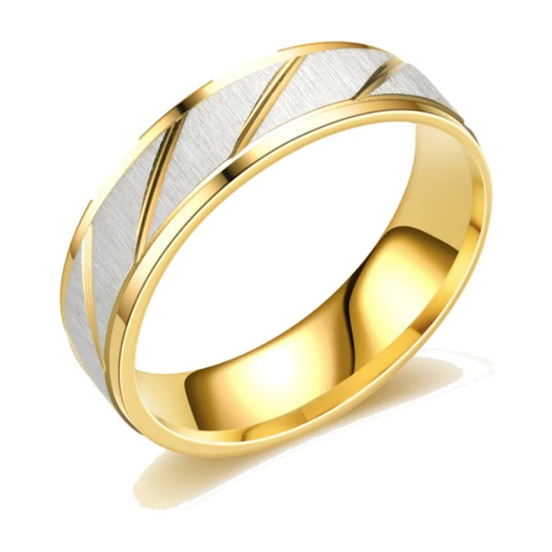 Herrenring mit Wellenmuster in Gold- und Silbertönen, Edelstahl