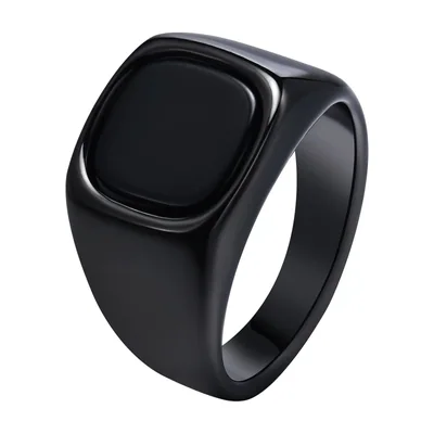 Anello Sigillo con Pietra Naturale, Acciaio Inossidabile