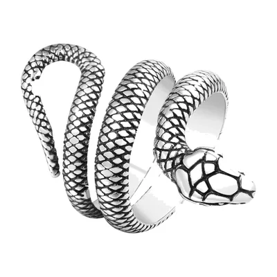 Schlangen-Wrap-Ring mit Schuppenstruktur, Edelstahl 316L
