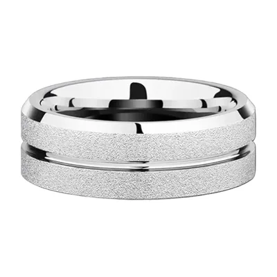 Herren Ring mit mattem Finish und polierten Rillen, Edelstahl
