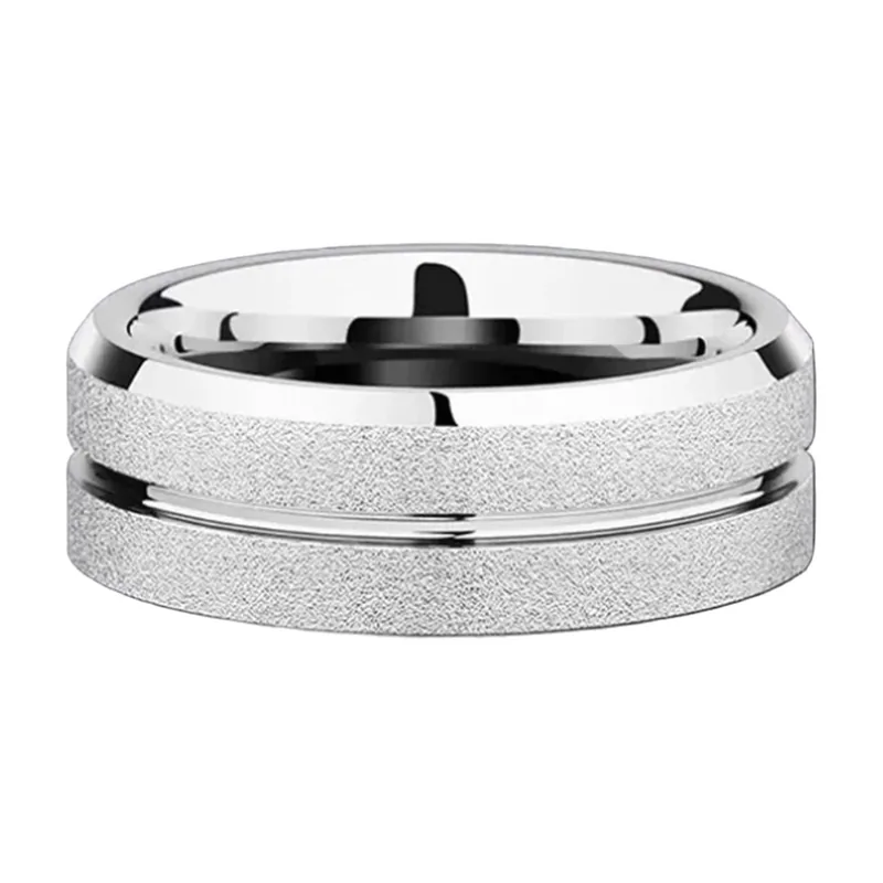 Bague à bande mate avec rainures polies, acier inoxydable