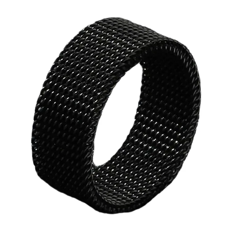 Herren Ring mit Geflochtenem Mesh-Design, Edelstahl