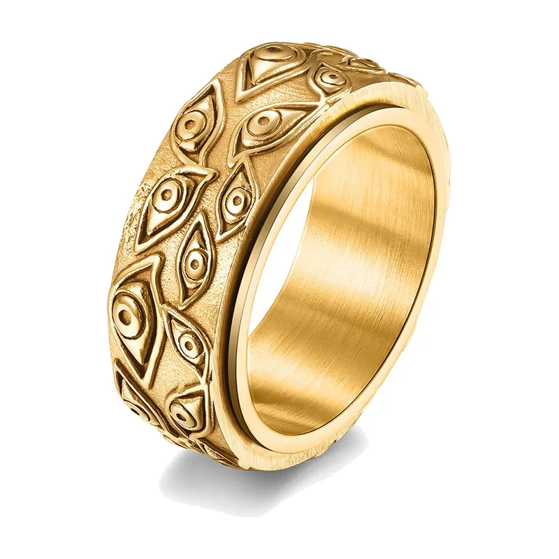 Drehbarer Spinner-Ring mit Auge Gottes Motiv, Edelstahl