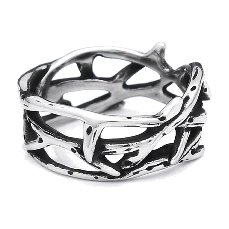 Openwork Branch Design Ring, Antique 316L Stainless Steel