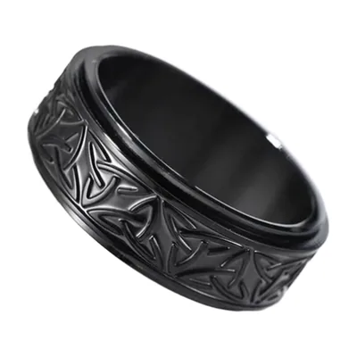 Spinner-Ring mit keltischem Knoten und Runen, Edelstahl