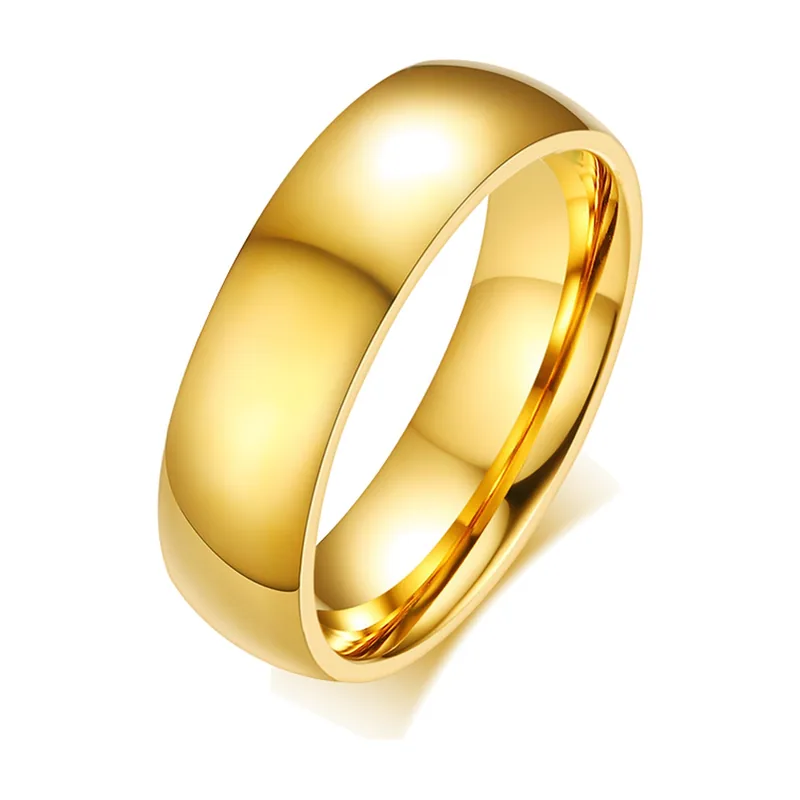 Klassischer gewölbter Ring für Herren, polierter Edelstahl