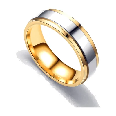 Zweifarbiger Ring für Herren, polierter 316L Edelstahl