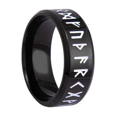 Wikinger Runenring mit Odin-Motiven, Edelstahl