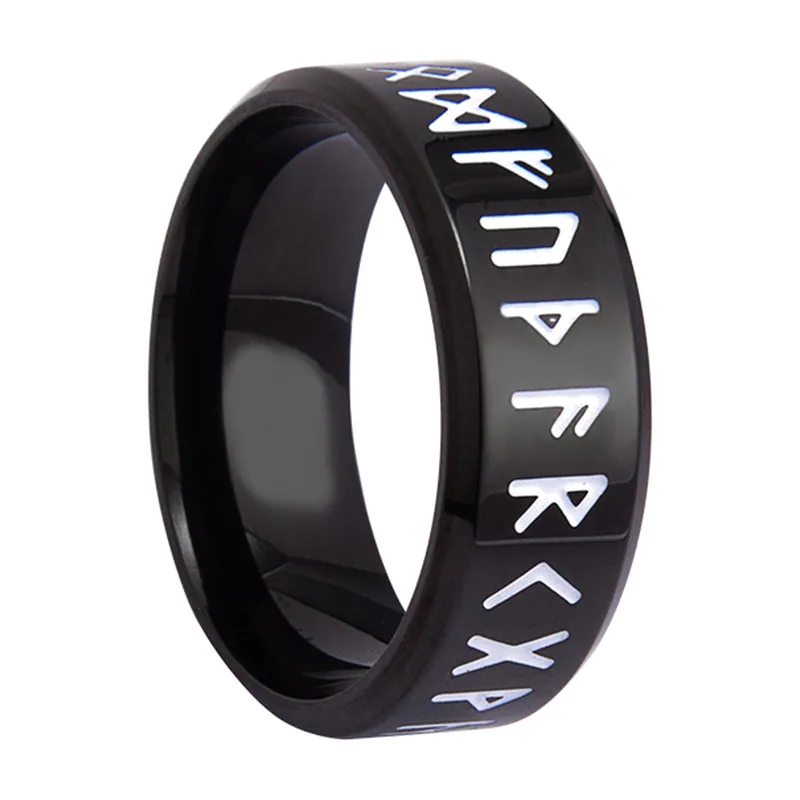 Wikinger Runenring mit Odin-Motiven, Edelstahl