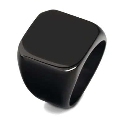 Anello Sigillo Quadrato con Superficie Piana, Acciaio Inossidabile