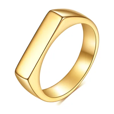 Anello Siginetto Quadrato con Parte Superiore Piatta, Acciaio Inossidabile