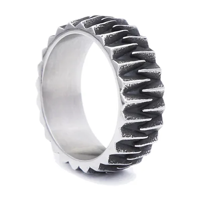 Industrie-Ring mit Zahnrad-Motiv, 316L Edelstahl