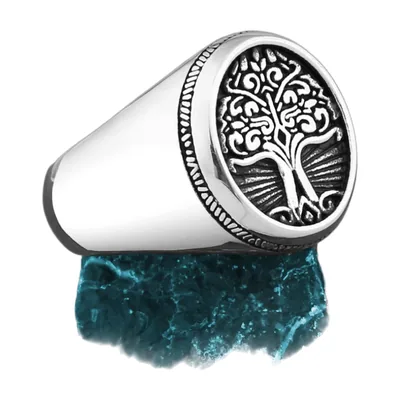 Yggdrasil Lebensbaum Siegelring für Herren, Edelstahl