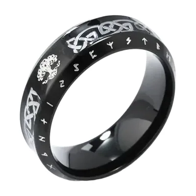 Wikinger Ring mit Yggdrasil Lebensbaum und keltischen Knoten, Edelstahl