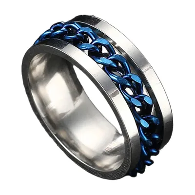 Spinner-Ring mit rotierendem Ketten-Detail, Edelstahl 316L