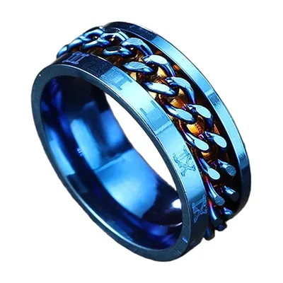 Spinner-Ring mit rotierendem Ketten-Design, Edelstahl