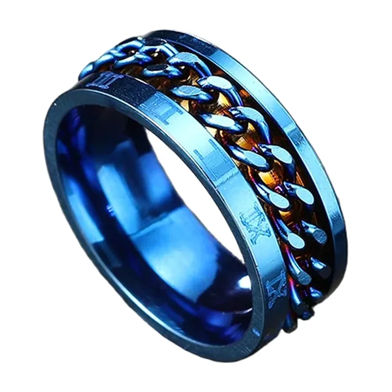 Spinner-Ring mit rotierendem Ketten-Design, Edelstahl