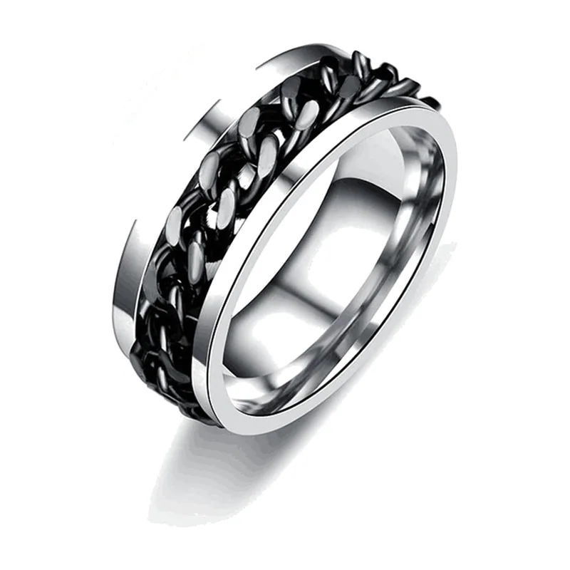 Kettenglied Spinner-Ring für Herren, 316L Edelstahl