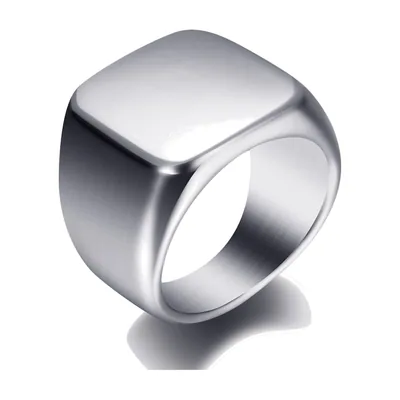Anello Sigillo Quadrato, Acciaio Inossidabile
