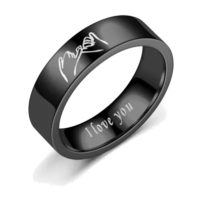 Herrenring mit Herzschlag-Gravur, Edelstahl