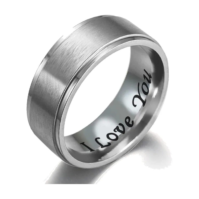 Anillo Grabado "I Love You" para Hombre, Acero Inoxidable