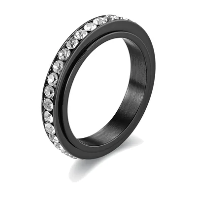 Spinner-Ring mit Zirkonia aus 316L Edelstahl