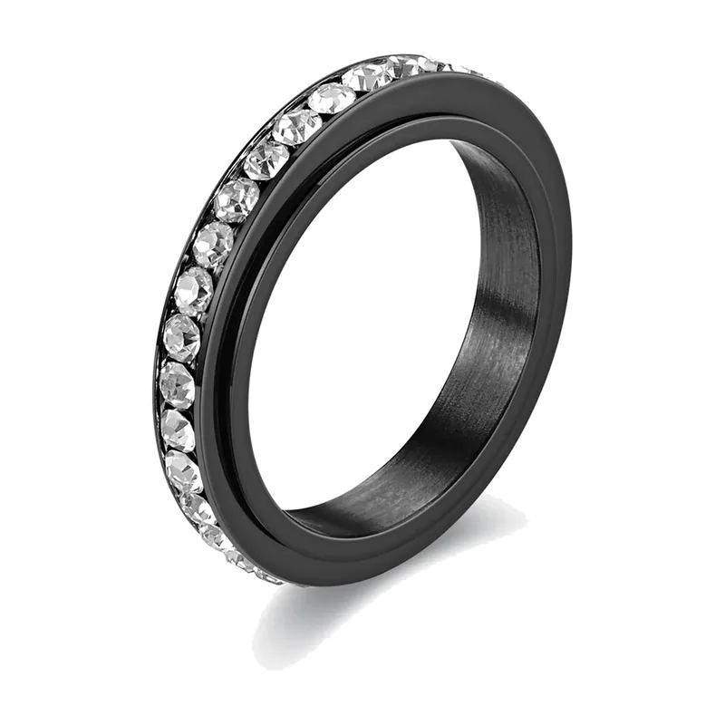 Anello Spinner con Zirconia, Acciaio Inossidabile 316L