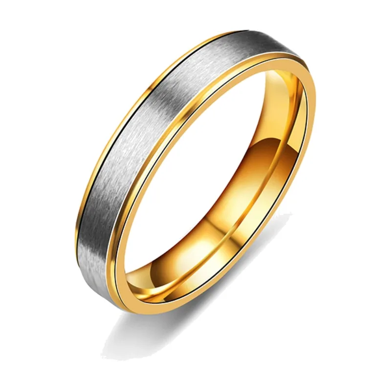 Zweifarbiger Herrenring mit gebürstetem Detail, Edelstahl