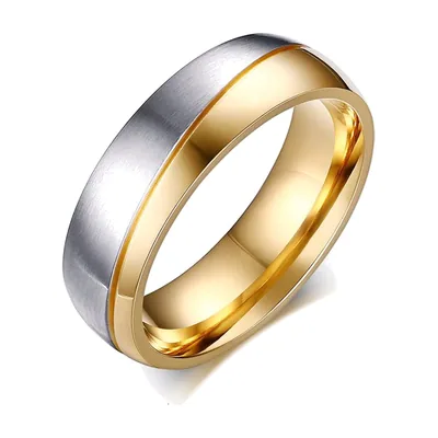 Zweifarbiger Herrenring mit gebürstetem und poliertem Finish, Edelstahl