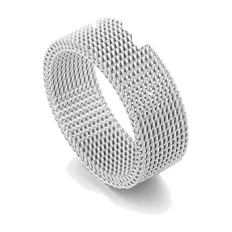 Anillo de malla con números romanos, acero inoxidable