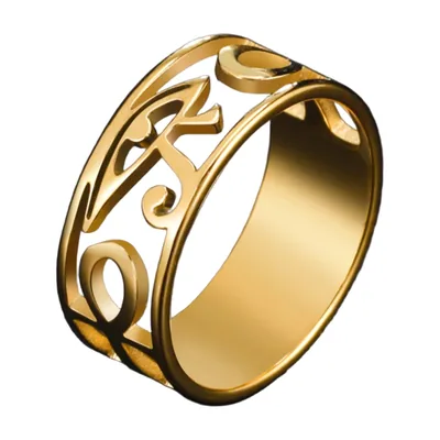 Herrenring mit Horusauge und Ankh-Symbol, Edelstahl