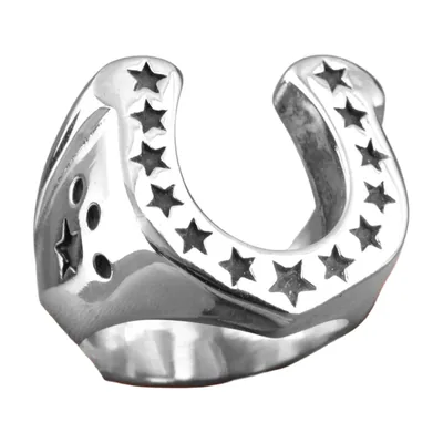 Hufeisen-Ring mit Sternen-Ausschnitten, 316L Edelstahl