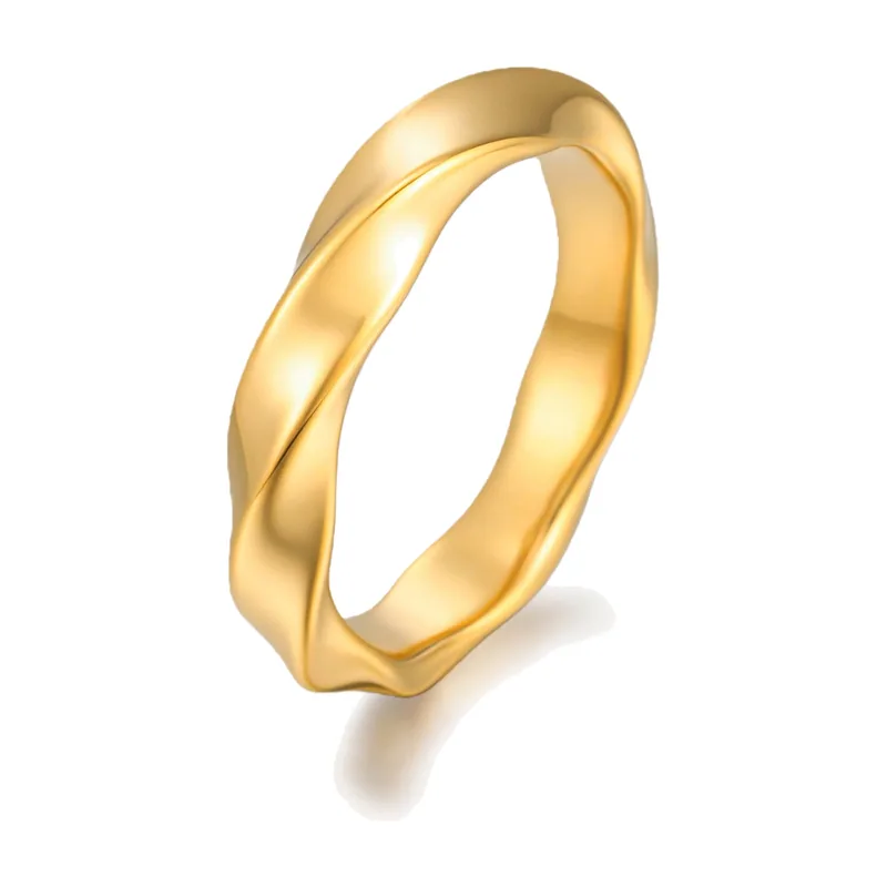 Twisted Mobius Band Ring, Polished Stainless Steel