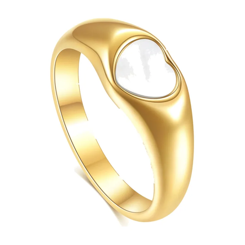 Anello Sigillo con Pietra a Cuore, Acciaio Inossidabile