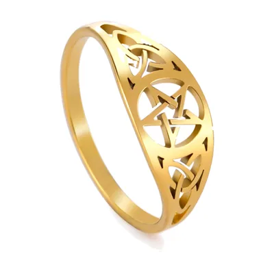 Keltischer Knoten und Pentagramm Ring, Edelstahl